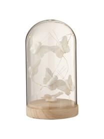 Decoratieve object LED Bell, Glas, hout, Wit, goudkleurig, Ø 9 x H 17 cm