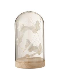 Pieza decorativos LED Bell, Vidrio, madera, Blanco, dorado, Ø 9 x Al 17 cm