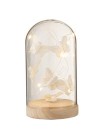 Deko-Objekte LED Bell, Glas, Holz, Weiß, Goldfarben, Ø 9 x H 17 cm