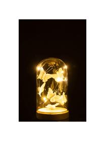 Objet décoratif LED Bell, Verre, bois, Blanc, couleur dorée, Ø 9 x haut. 17 cm