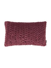 Coussin rectangulaire velours rouge Smock, Lie de vin