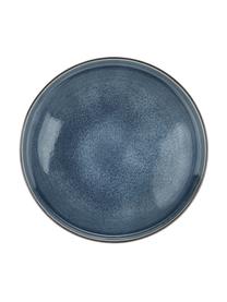 Platos llanos artesanales Quintana Blue, 2 uds., Porcelana, Azul, marrón, Ø 28 cm