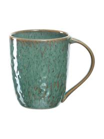 Tazza verde con gradiente e urti Matera 6 pz, Ceramica, Verde, Ø 9 x Alt. 11 cm, 430 ml