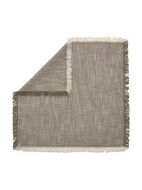 Serviettes de table en coton à franges Ivory, 4 pièces, 100 % coton, Brun, larg. 40 x long. 40 cm