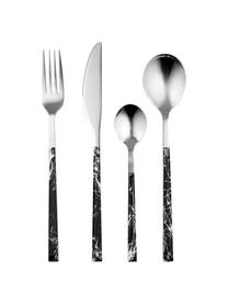 Set posate Oslo, 4 persone (16 pz.), Manico: materiale sintetico (ABS), Nero, marmorizzato, acciaio inossidabile, Lung. 23 cm