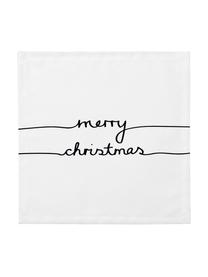 Tovagliolo di stoffa Merry Christmas, 4 pz., Cotone, Bianco, nero, Larg. 40 x Lung. 40 cm