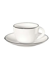 Tasse expresso porcelaine à table ligne noire, 8 élém., Blanc Bord : noir