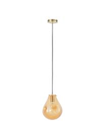 Kleine hanglamp Kedu van glas, Lampenkap: glas, Fitting: gegalvaniseerd metaal, Baldakijn: gegalvaniseerd metaal, Geel, Ø 23 x H 29 cm