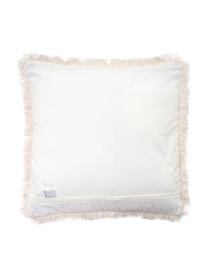 Coussin à imprimés fins et finition frangée Bauhaus, Blanc