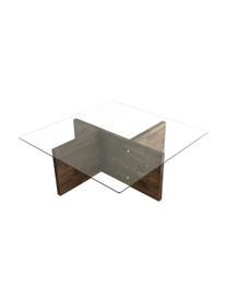 Mesa de centro Glory, tablero de cristal, Tablero: vidrio laminado, Patas: aglomerado recubierto de , Marrón, transparente, An 90 x Al 40 cm