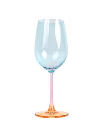 Copas de vino Rainbow, 4 uds., Vidrio, Rosa, azul, naranja, Ø 6 x Al 22 cm, 350 ml