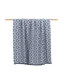 Zachte plaid blauw Hour met grafisch patroon, 40% wol, 30% katoen, 14% polyamide, 9% polyacryl, 7% andere vezels, Blauw, donkerblauw, 130 x 170 cm