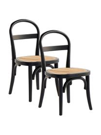 Sedia in legno per bambini Rippats 2 pz, Struttura: legno di betulla, Seduta: rattan, Nero, beige, Larg. 33 x Prof. 35 cm