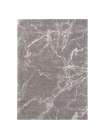 Flauschiger Hochflor-Teppich Mayrin mit marmoriertem Muster, Flor: 100% Polypropylen, Grau, Cremefarben, B 200 x L 290 cm (Größe L)