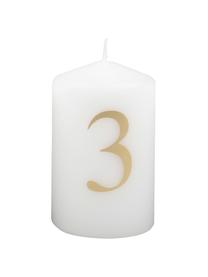 Set 4 candele dell'Avvento Aven, alt. 9 cm, Cera paraffinica, Bianco, dorato, Ø 6 x Alt. 9 cm