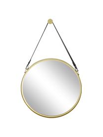 Kulaté nástěnné zrcadlo s koženým popruhem Liz, Zlatá