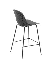 Tabouret de bar en métal gris foncé Quinby, Gris foncé, larg. 48 x haut. 107 cm