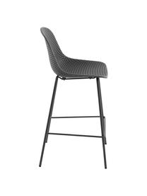 Tabouret de bar en métal gris foncé Quinby, Gris foncé, larg. 48 x haut. 107 cm