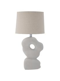 Lampada da tavolo in ceramica Cathy, Paralume: lino, Base della lampada: ceramica, Beige, bianco, Ø 31 x Alt. 53 cm