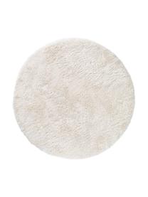 Glanzend hoogpolig vloerkleed Lea in wit, rond, Bovenzijde: 50% polyester, 50% polypr, Onderzijde: 100% jute, Wit, Ø 200 cm (maat L)