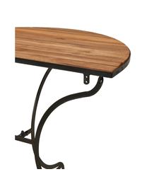 Tavolo da balcone con piano in legno Parklife, Piano d'appoggio: legno d'acacia, oliato, ®, Struttura: metallo zincato, vernicia, Nero, legno d'acacia, Larg. 85 x Alt. 75 cm