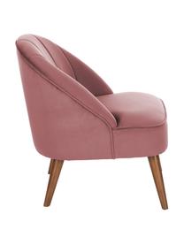 Fluwelen fauteuil Aya in roze, Bekleding: fluweel (polyester), Poten: berkenhout, gelakt, Teddy crèmewit, B 73 x D 64 cm