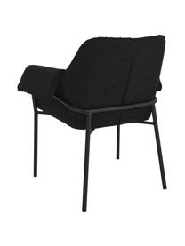 Chaise à accoudoirs tissu bouclé noir Effekt, 2 pièces, Tissu bouclé noir, larg. 73 x prof. 54 cm