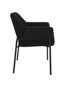 Chaise à accoudoirs tissu bouclé noir Effekt, 2 pièces, Tissu bouclé noir, larg. 73 x prof. 54 cm