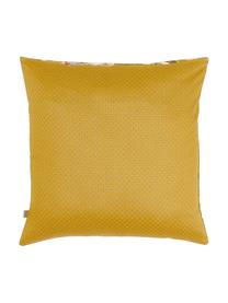 Taie d'oreiller 65x65 réversible en satin de coton Verano, Ocre, vert, tons beiges, rouge, 65 x 65 cm