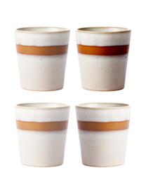 Handgemachte XS Becher 70's im Retro Style, 4-Set, Steingut, Beige, Braun, Ø 8 x H 8 cm