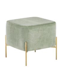 Tabouret velours vert sauge Harper, Vert sauge, couleur dorée, larg. 46 x haut. 44 cm