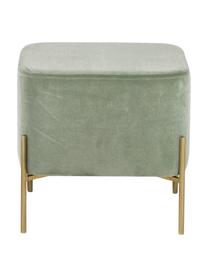 Tabouret velours vert sauge Harper, Vert sauge, couleur dorée, larg. 46 x haut. 44 cm