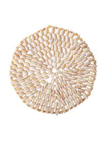 Mantel individual de conchas Subbi, Concha, shell, fuente, cuenco, Beige, blanco, Ø 20 cm