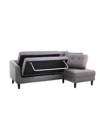 Sofá cama rinconero Fatine, Patas: plástico, Tapizado: tela de poliéster, Gris, negro, An 225 x F 140 cm