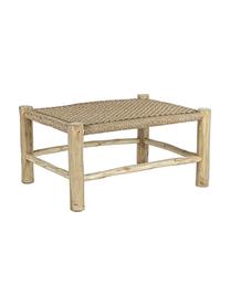 Mesa de centro de madera de teca Lampok, Estructura: madera de teca, Asiento: fibra sintética, Beige, An 80 x Al 40 cm