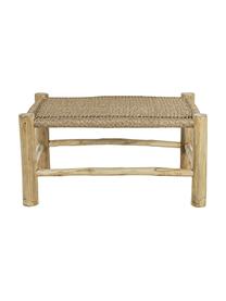 Mesa de centro de madera de teca Lampok, Estructura: madera de teca, Asiento: fibra sintética, Beige, An 80 x Al 40 cm
