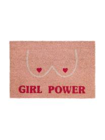 Rohožka Girl Power, Bledoružová, červená, béžová, Š 40 x D 60 cm