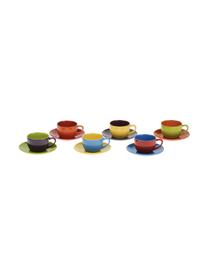 Kleurrijke espressokopjes met schoteltjes Harlequin, 6 stuks, Keramiek, Multicolour, Ø 12 x H 5 cm