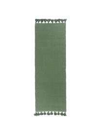 Passatoia in cotone con nappe Homer, Cotone, Verde bosco, Larg. 70 x Lung. 216 cm