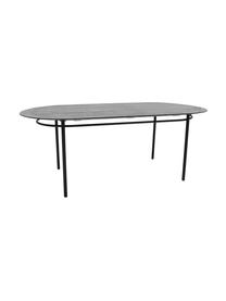 Ovale eettafel Ringding met massief houten blad, 200 x 100 cm, Tafelblad: gelakt sungkaihout, Poten: gecoat metaal, Zwart, B 200 x D 100 cm