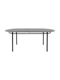 Ovale eettafel Ringding met massief houten blad, 200 x 100 cm, Tafelblad: gelakt sungkaihout, Poten: gecoat metaal, Zwart, B 200 x D 100 cm