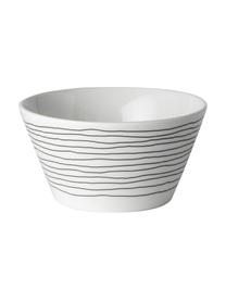 Misky s líniami Eris Loft, 4 ks, Porcelán, Biela, čierna, Ø 10 x V 6 cm