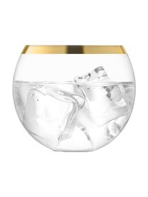 Copas de cóctel de vidrio soplado artesananalmente Luca, 2 uds., Vidrio, Transparente con borde dorado, Ø 9 x Al 8 cm, 330 ml