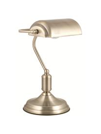 Lampa biurkowa z metalu w stylu retro Bank, Odcienie mosiądzu, S 22 x W 34 cm