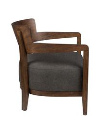 Fauteuil lounge bois de chêne Duran, Brun foncé, gris, larg. 68 x prof. 66 cm