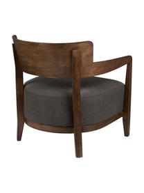 Fauteuil lounge bois de chêne Duran, Brun foncé, gris, larg. 68 x prof. 66 cm