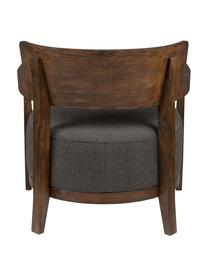 Sillón de madera de roble Duran, Tapizado: 100% poliéster Alta resis, Marrón oscuro, gris, An 68 x F 66 cm