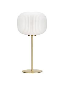 Grande lampe à poser en verre Sober, Blanc, couleur laitonnée, Ø 25 x haut. 50 cm