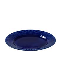 Set 4 piatti colazione in porcellana Rhombe, Porcellana, Blu scuro, Ø 23 cm
