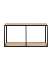 Wandrek Seaford van hout en metaal, Frame: gepoedercoat metaal, Zwart, wild eikenhout, B 73 cm x H 37 cm